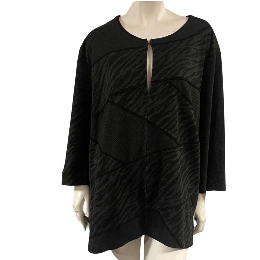 Catherines Black Patterned Women's Top 3X